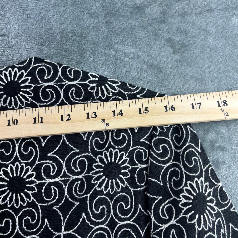 Linen Suit Women’s 6 Bandolino Jacket Skirt Embroidered Floral Corp Black White - Picture 12 of 15